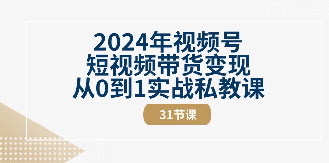 2024年视频号短视频带货变现从0到1实战私教课(30节视频课)