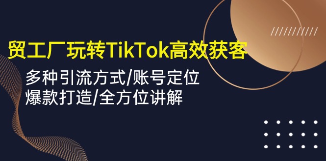 外贸工厂玩转TikTok高效获客,多种引流方式/账号定位/爆款打造/全方位讲解