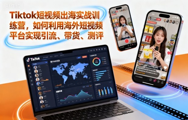 Tiktok短视频出海实战训练营,如何利用海外短视频平台实现引流、带货、测评-财富区