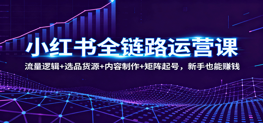 小红书全链路运营课:流量逻辑+选品货源+内容制作+矩阵起号,新手也能赚钱-财富区