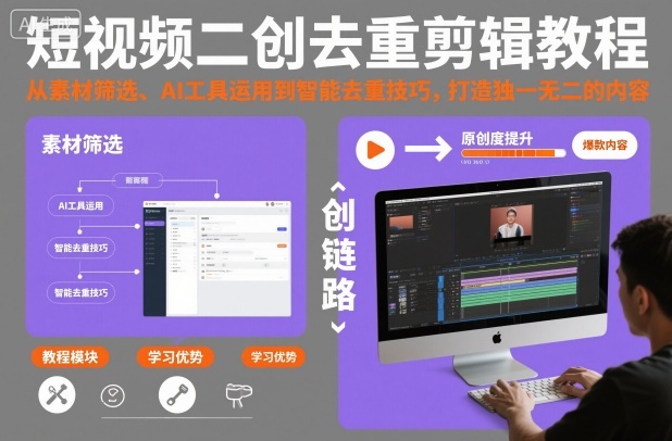 短视频二创去重剪辑教程,从素材筛选、AI工具运用到智能去重技巧,打造独一无二的内容-财富区