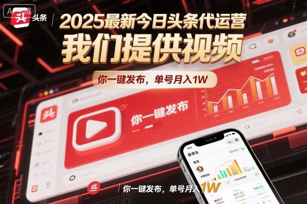 2025最新今日头条代运营,我们提供视频,你一键发布,单号月入1W-财富区