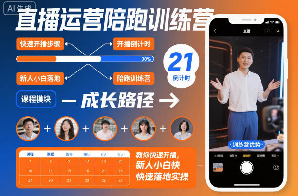 直播运营陪跑训练营,教你快速开播,新人小白快速落地实操-财富区