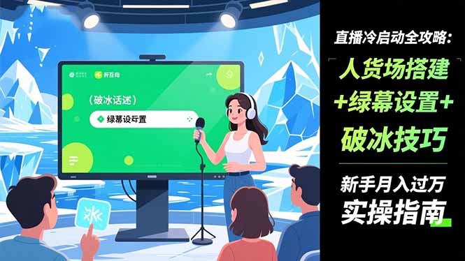 直播冷启动全攻略:人货场搭建+绿幕设置+破冰技巧,新手月入过万实操指南-财富区
