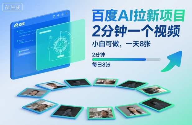 百度AI拉新项目,2分钟一个视频,小白可做,一天8张【附案例+保姆级教程】-财富区