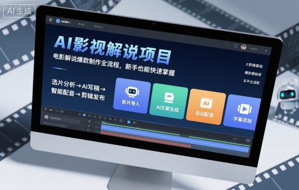 AI影视解说项目,电影解说爆款制作全流程,新手也能快速掌握-财富区