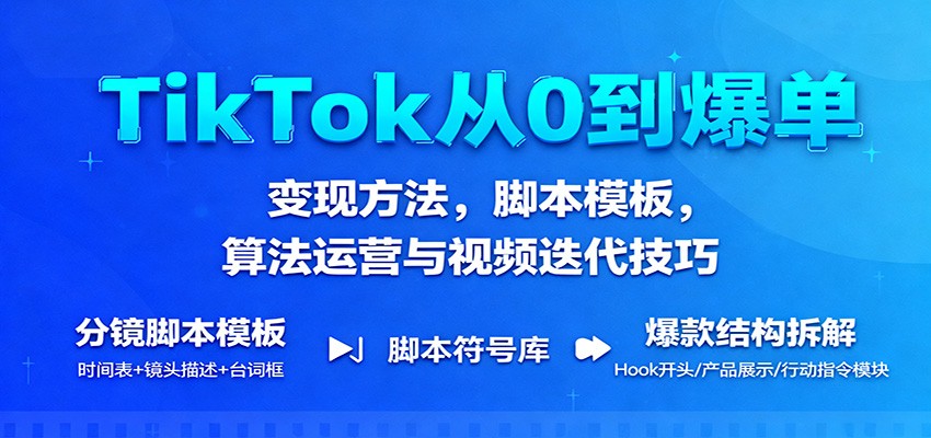 TikTok从0到爆单:变现方法,脚本模板,算法运营与视频迭代技巧-财富区