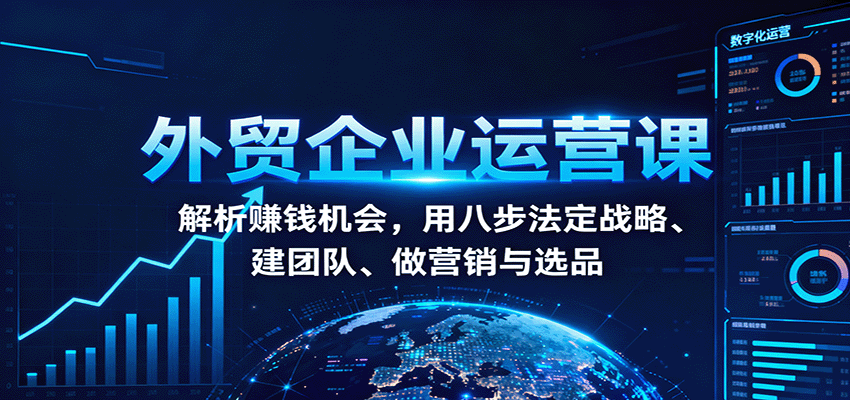 外贸企业运营课:解析赚钱机会,用八步法定战略、建团队、做营销与选品-财富区