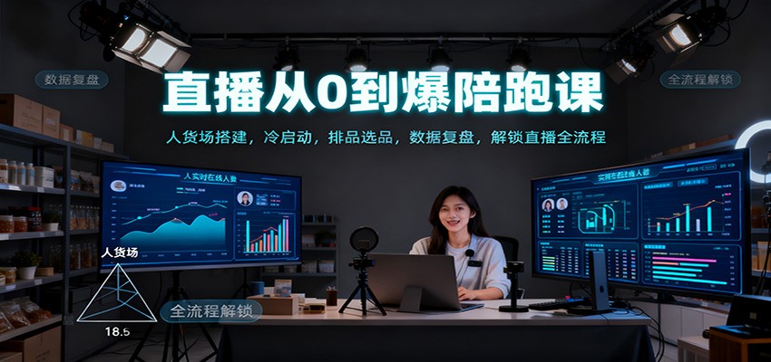直播从0到爆陪跑课:人货场搭建,冷启动,排品选品,数据复盘,解锁直播全流程-财富区