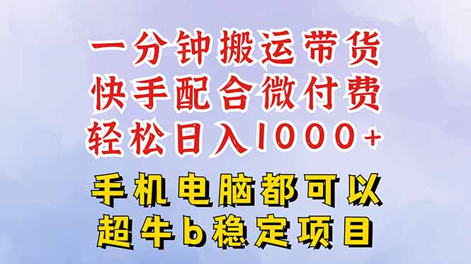 快手黑科技一分钟搬运带货,一刀不剪过原创,微付费投流玩法,轻松日入…-财富区